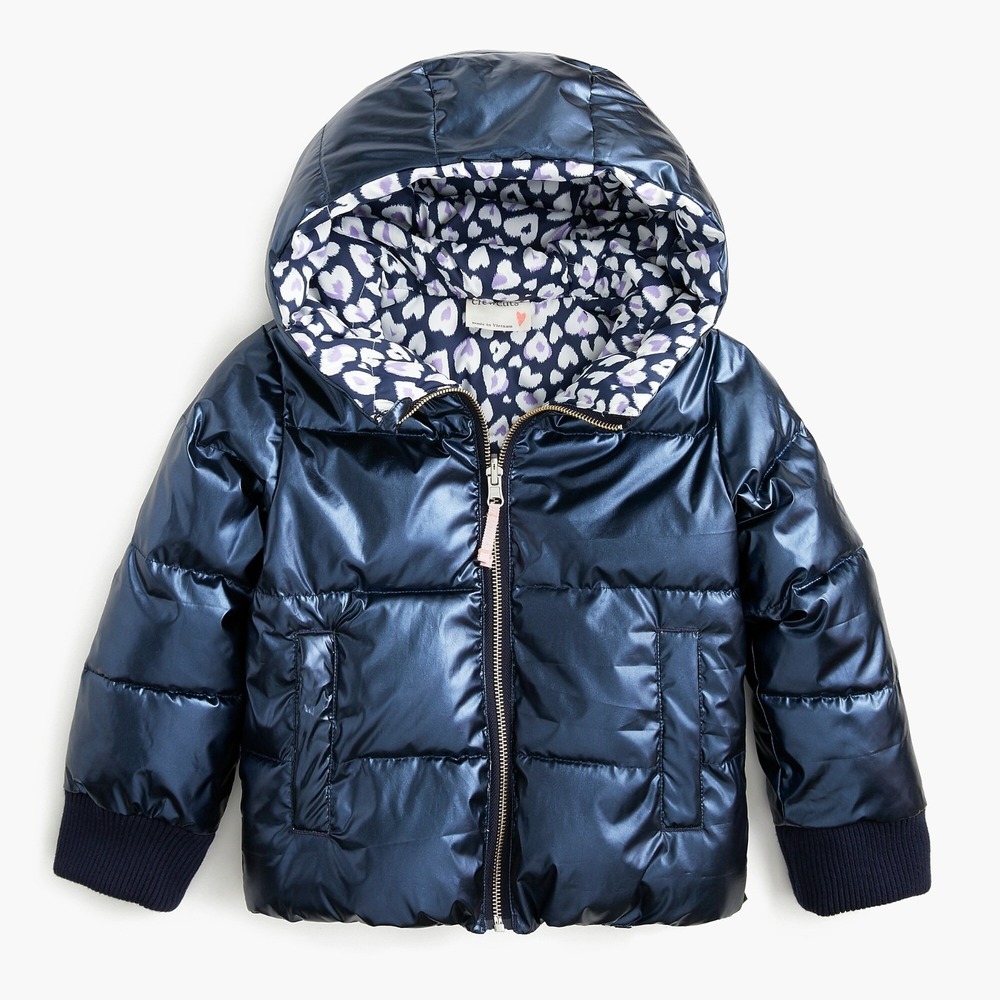 Crewcuts Primaloft Reversible Metallic Puffer Jacket Coat Aa758 16 New Girls 16